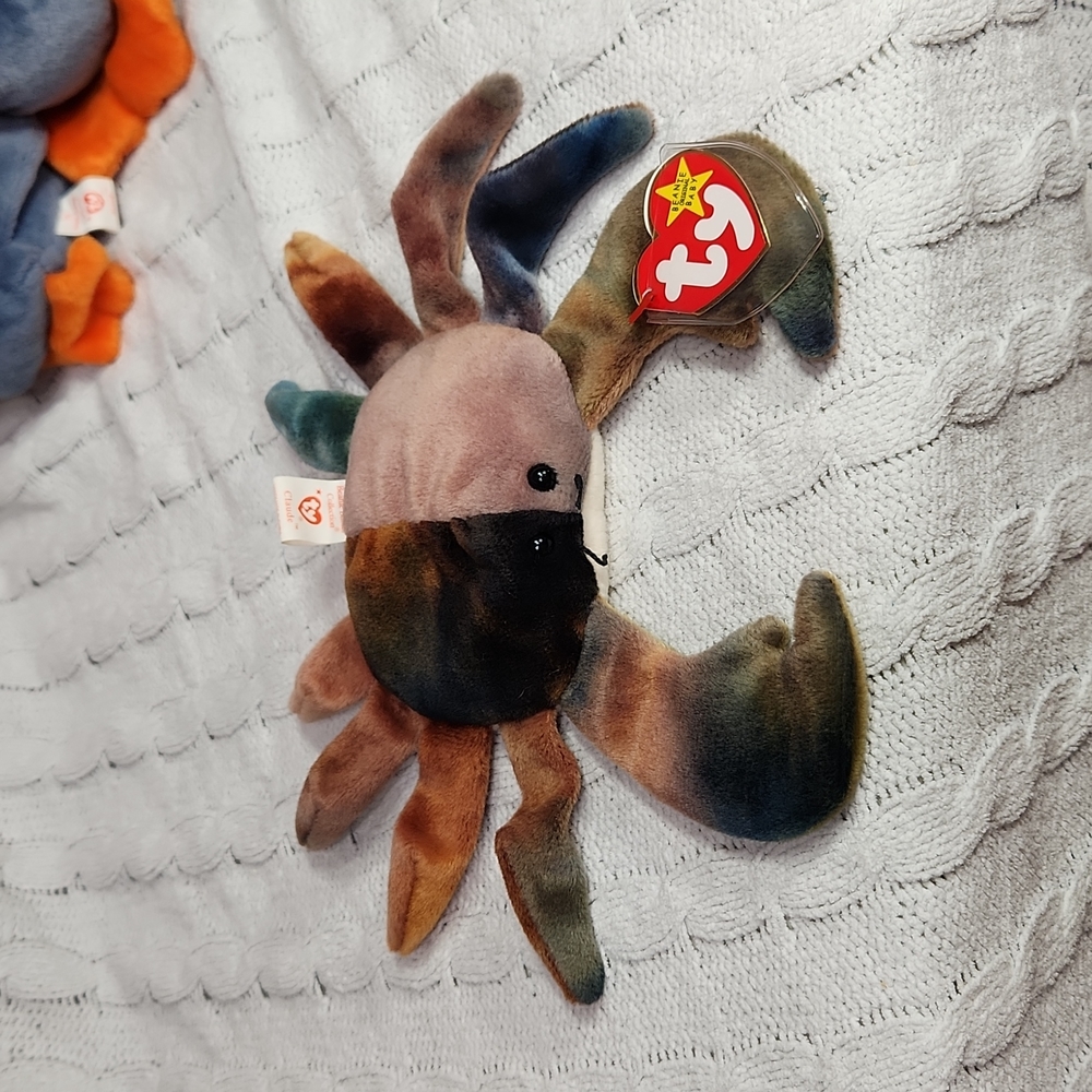 Vintage Ty Beanie Baby Original Claude Tie Dye Crab 1996